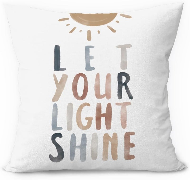 ETVISO Bible Pillow Cover 18x18, Let Your Light Shine Religious Throw Pillow Case, Boho Classroom Decor, Inspirational Bible Verses Watercolor Decor for Nursery Playroom Kids Room - Image 1